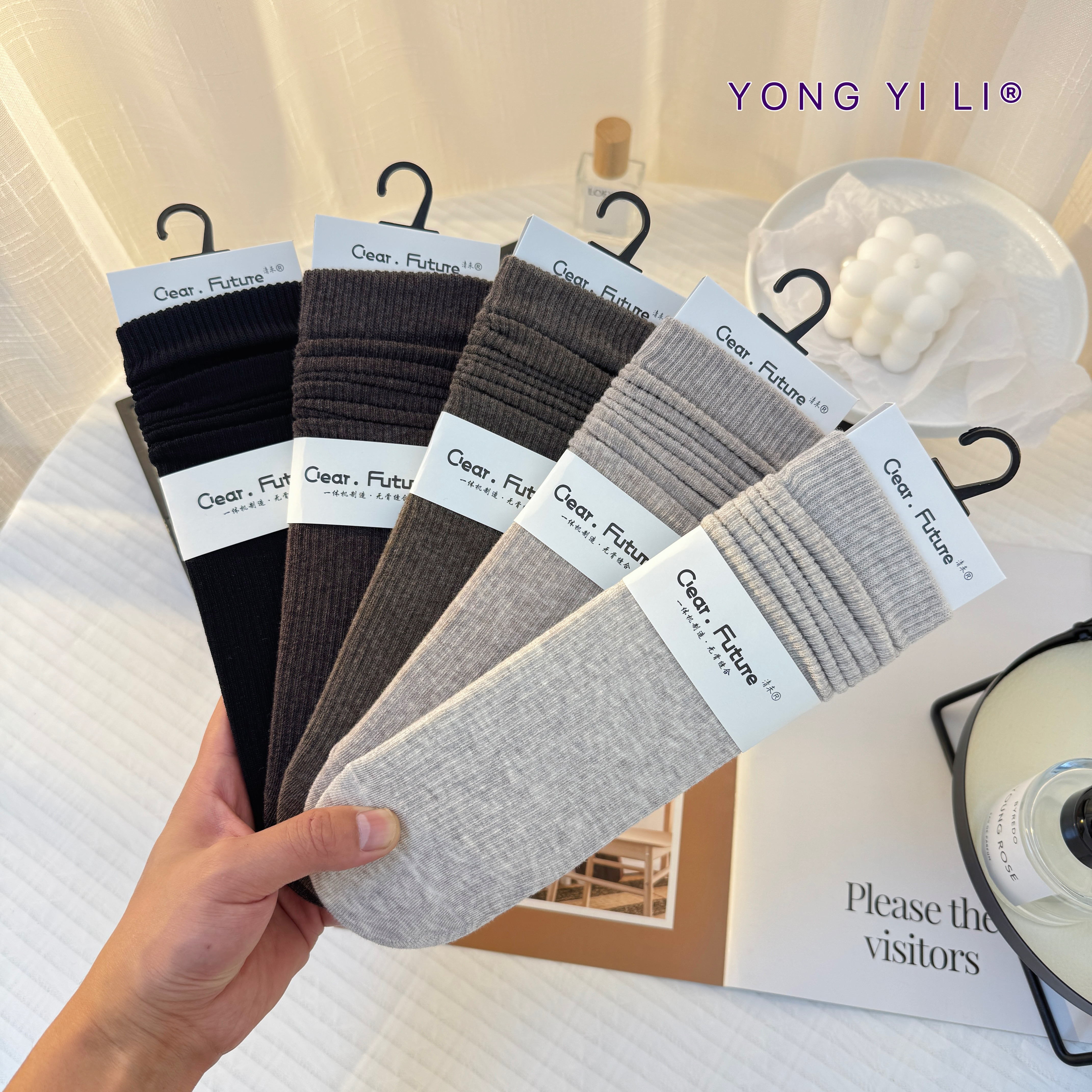 5双女士秋冬堆堆袜女棉袜勃肯鞋袜子咖色系百搭女袜带后跟1201