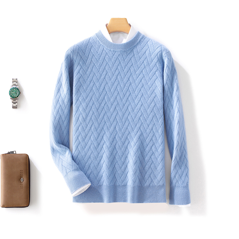 圆领加厚针织秋冬男士套头款男士羊绒衫保暖厚款商务