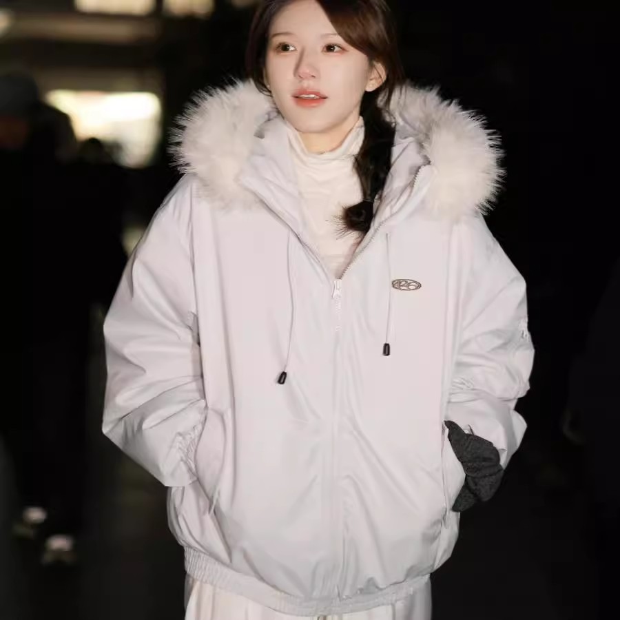 赵露思同款毛领棉服女冬季2025新款美拉德派克服加厚棉袄宽松外套
