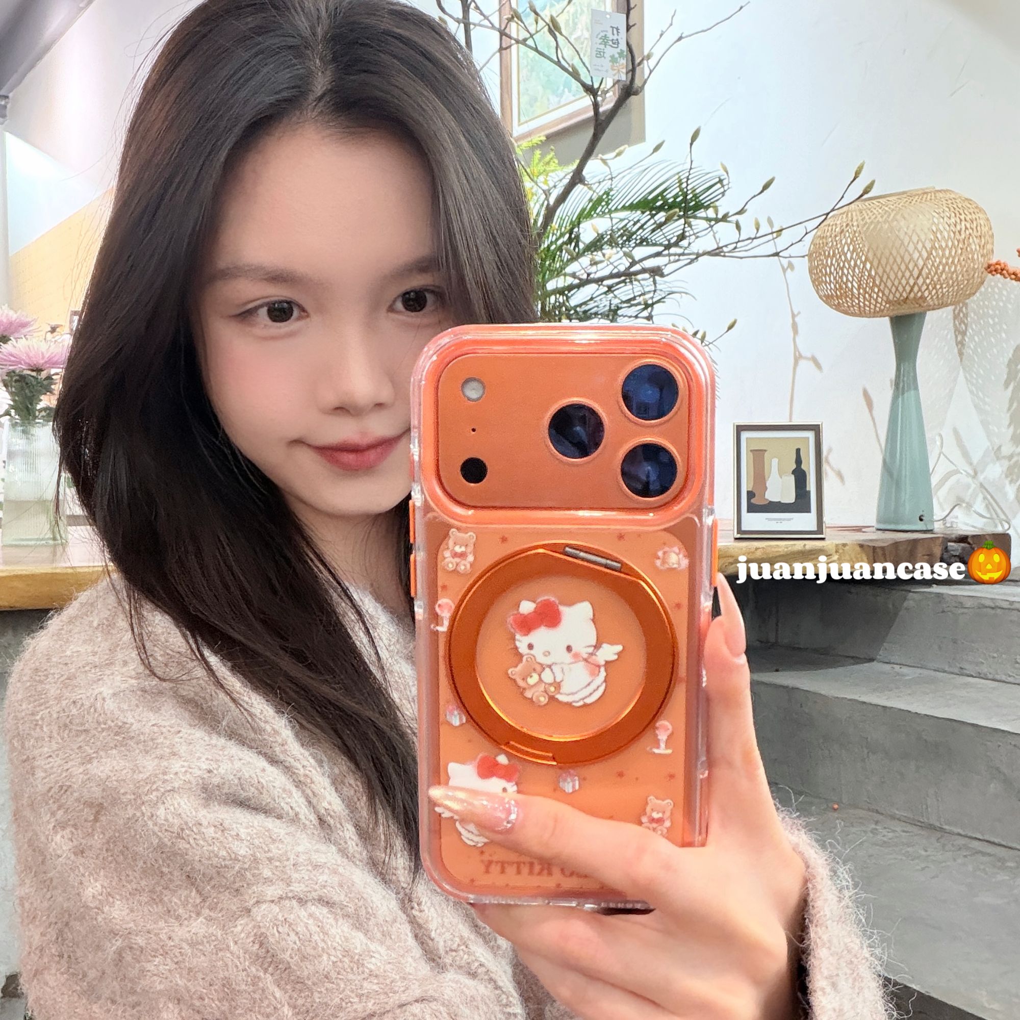 卡通美乐蒂布丁狗猫咪适用ihone17promax防摔旋转支点手机壳16pro