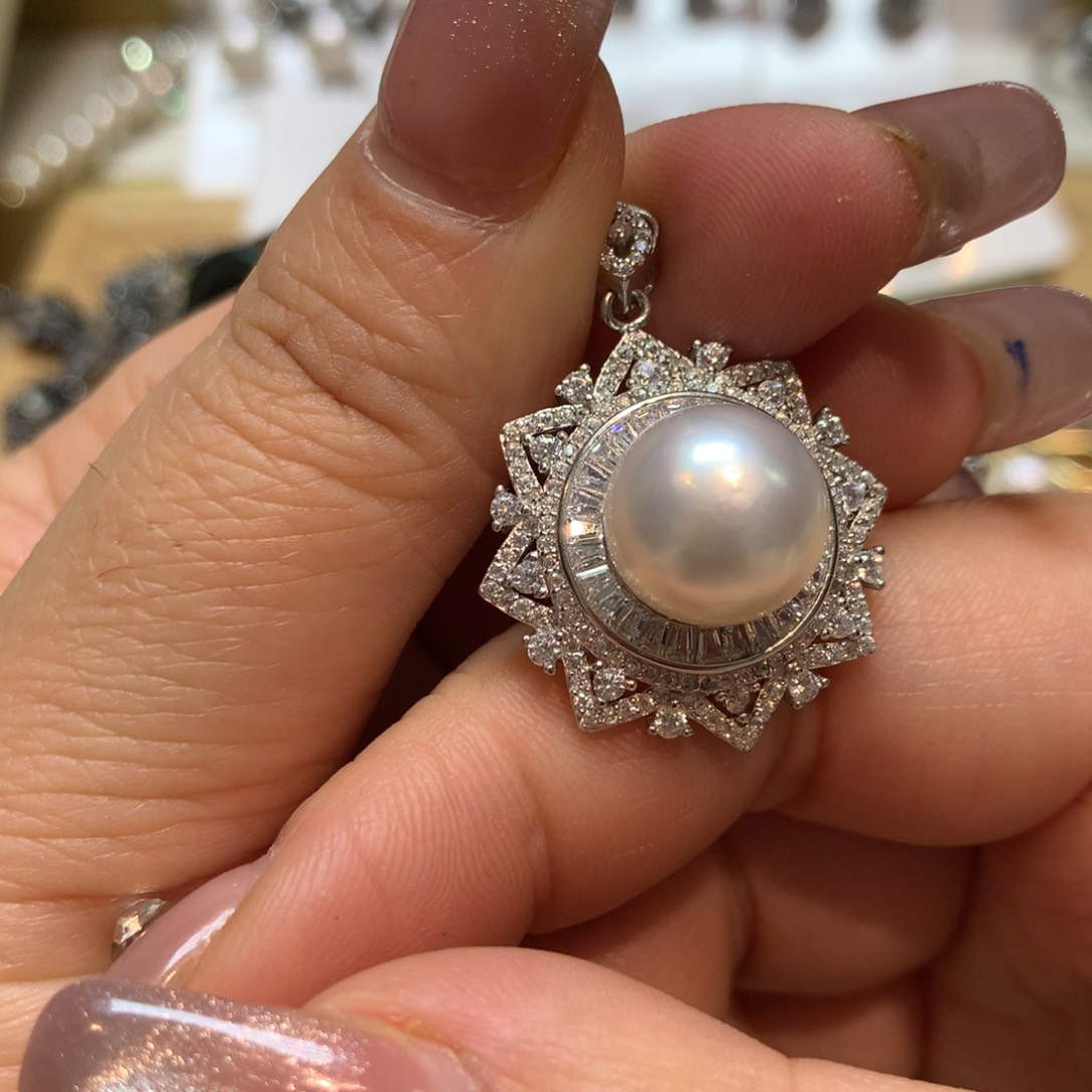 海水珍珠颈饰银S925镶嵌