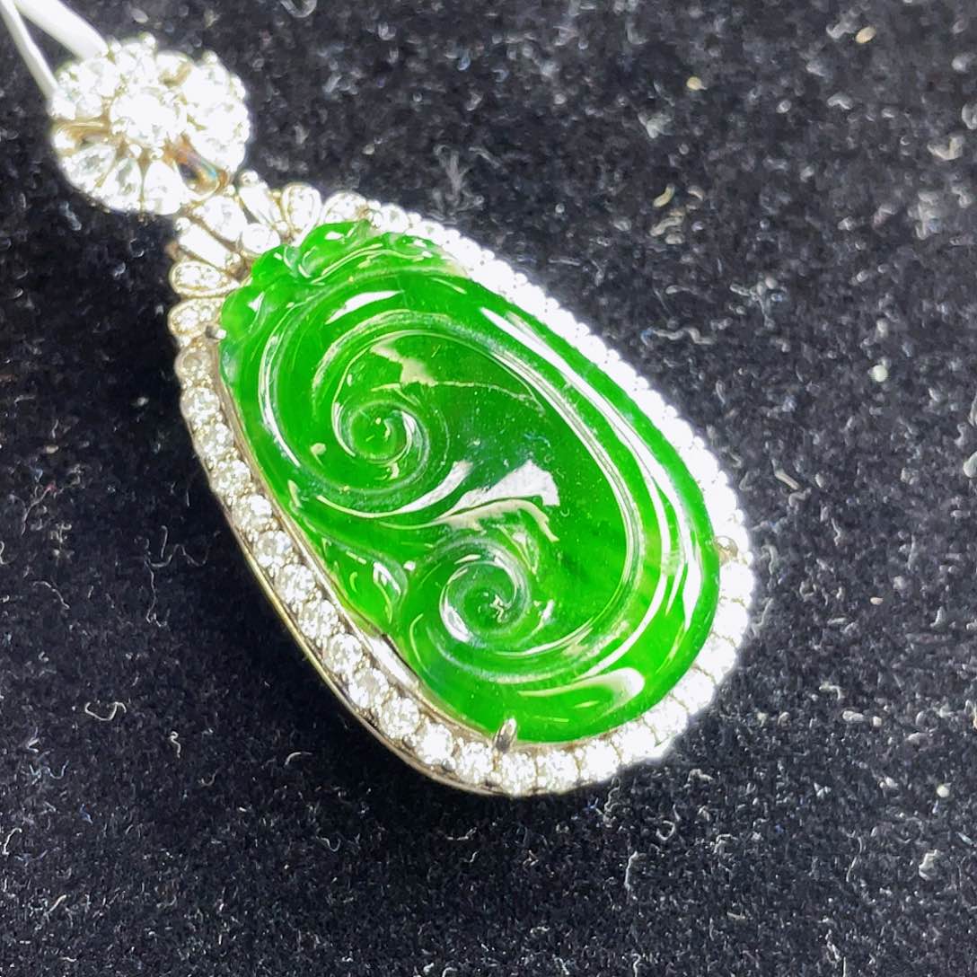 翡翠吊坠(不含链)银S925镶嵌