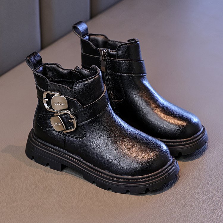 女童马丁靴2025秋冬英伦风中筒单靴小女孩洋气烟筒短靴儿童皮