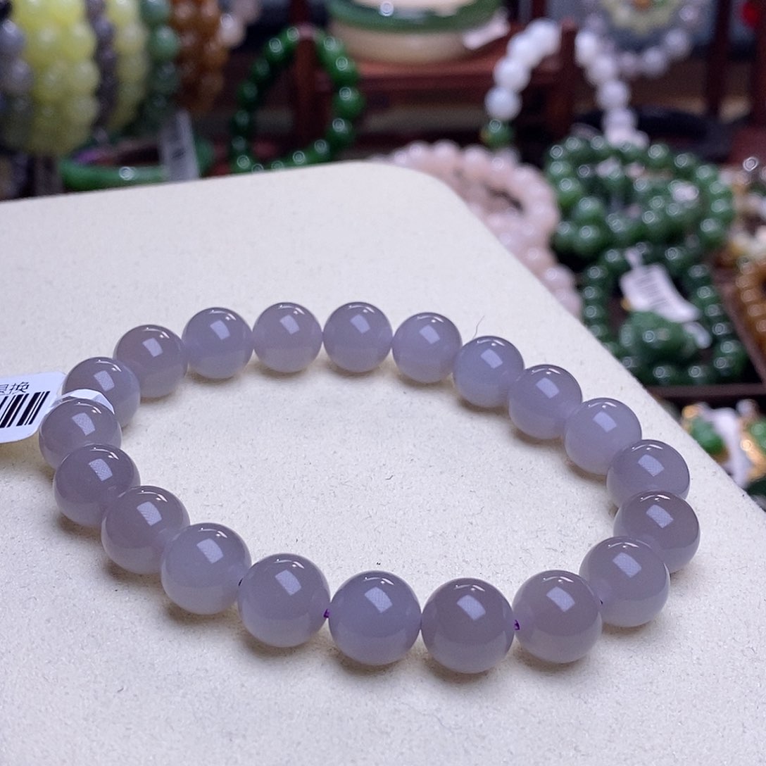 和田玉未镶嵌收藏级烟紫高冰老矿料仙紫手串10m