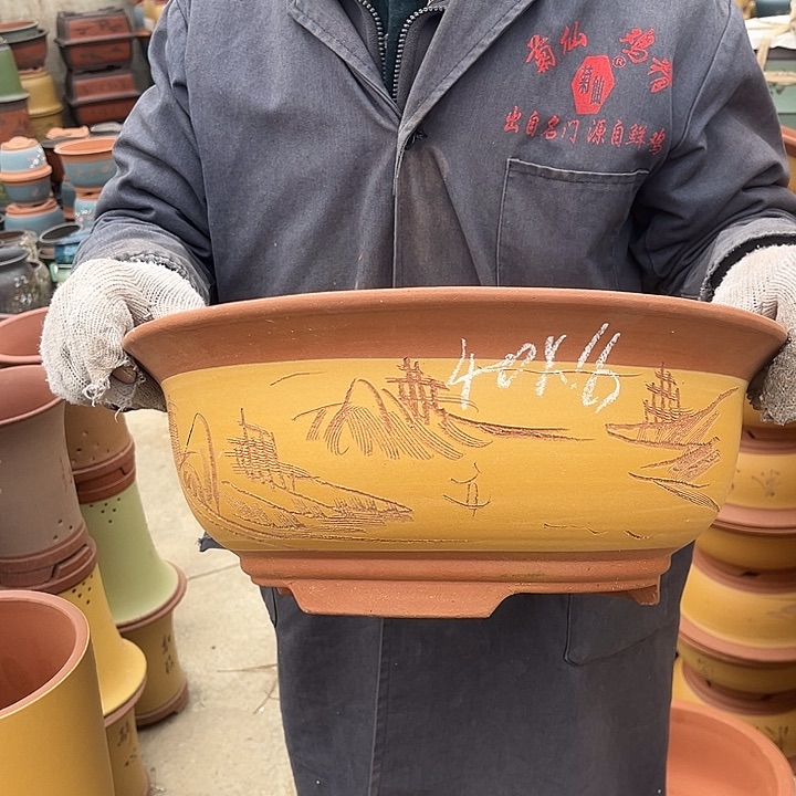 紫砂紫砂花盆和小