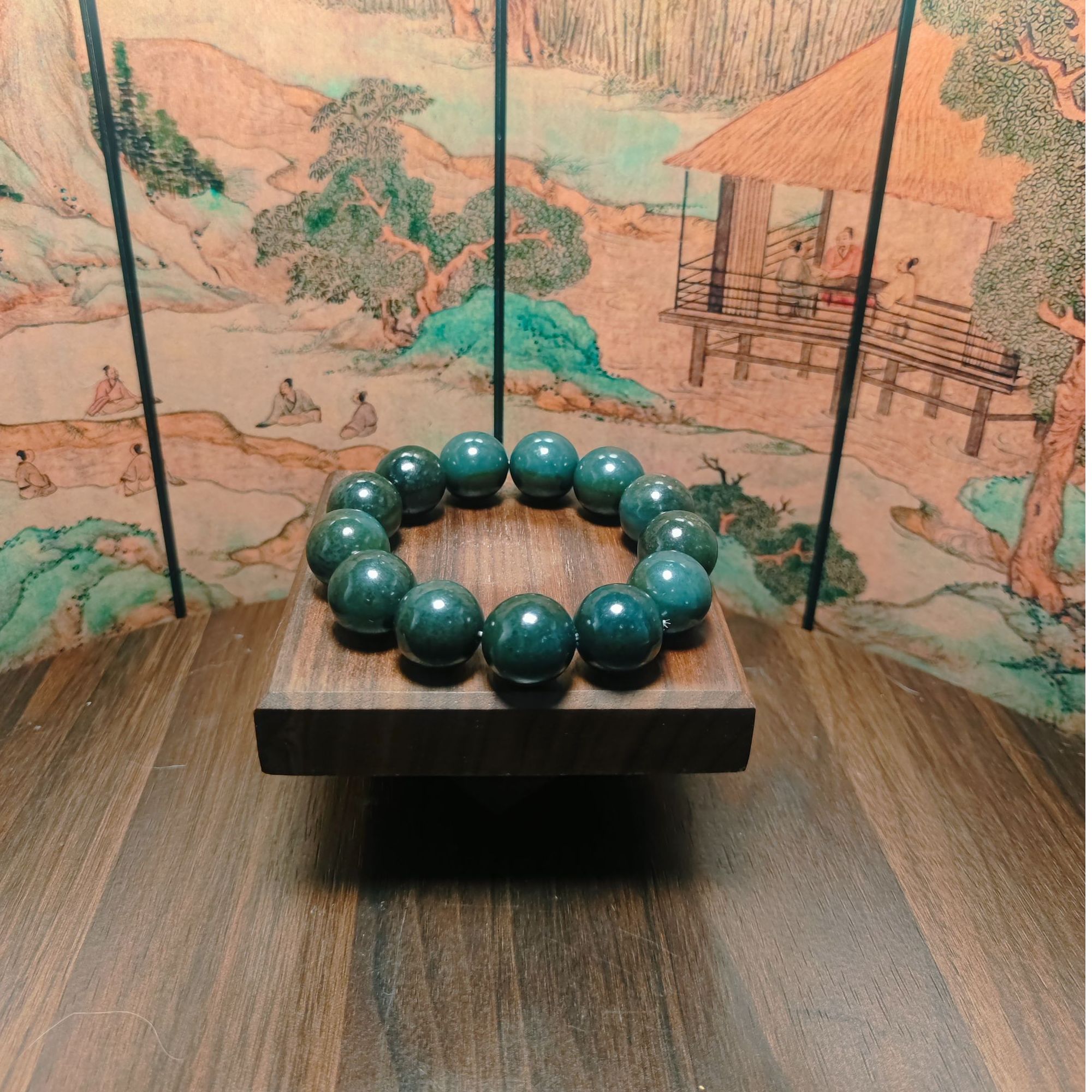 N和田玉圆珠手串（卡18）2527