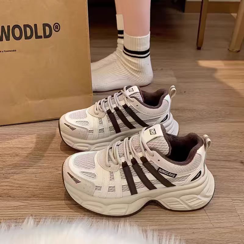 【88318】低帮厚底时尚青春潮流加绒休闲学院系带港风保暖老爹鞋