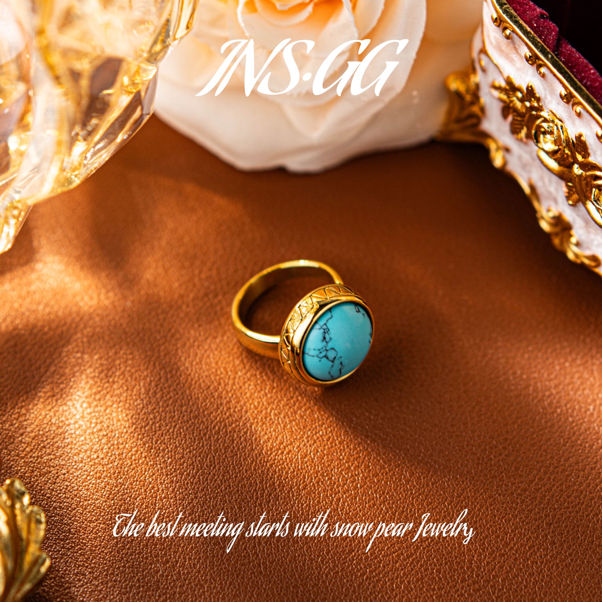 铜合金戒指 【INS · GG】蓝色气质轻奢时尚镶嵌简约百搭戒指J088