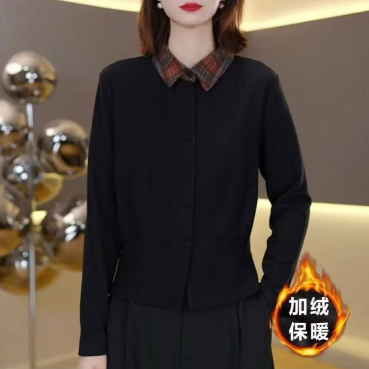 秋冬打底衫女款双面绒保暖打底内搭打底款显瘦翻领