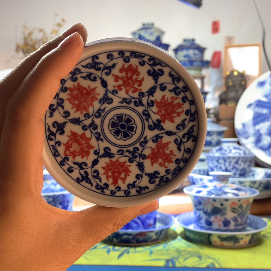 游*游景德镇陶瓷永乐青花釉里红杯垫