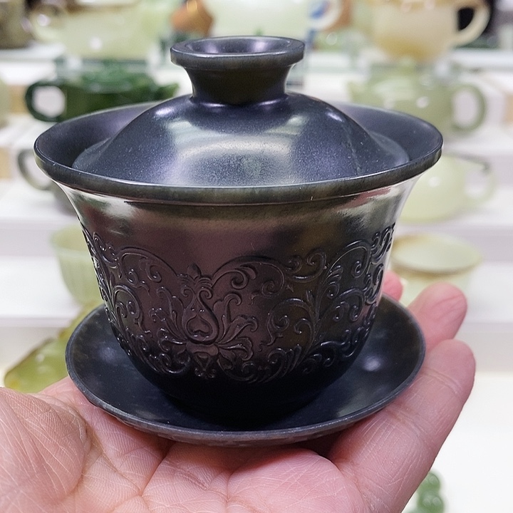 和田玉未镶嵌挂件茶壶140m l