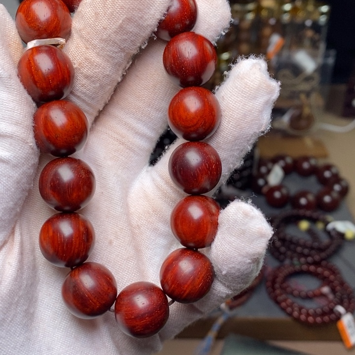 G***—手串/手链小叶紫檀原汁原味1.5cm 鸡血红鳞底泥料