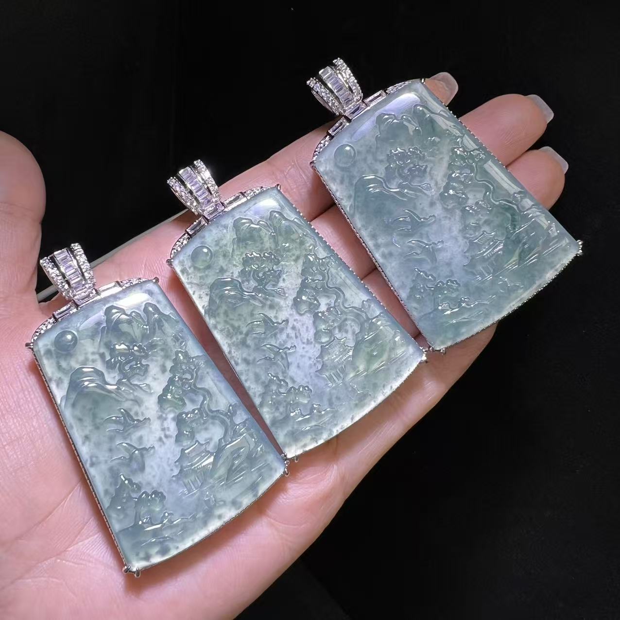 JAT5499【任会长珠宝】翡翠山水吊坠-配链/绳-多样性只发一件