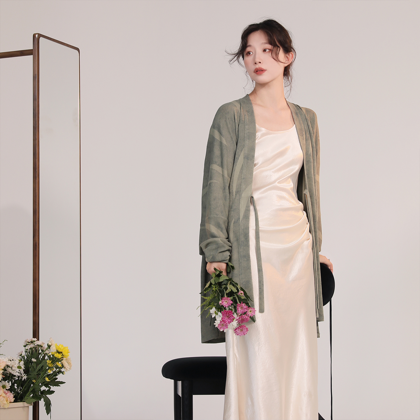谜阿凰【一叶舟】宋制对襟衫飞机袖汉服上衣醋酸吊带连衣裙早秋女