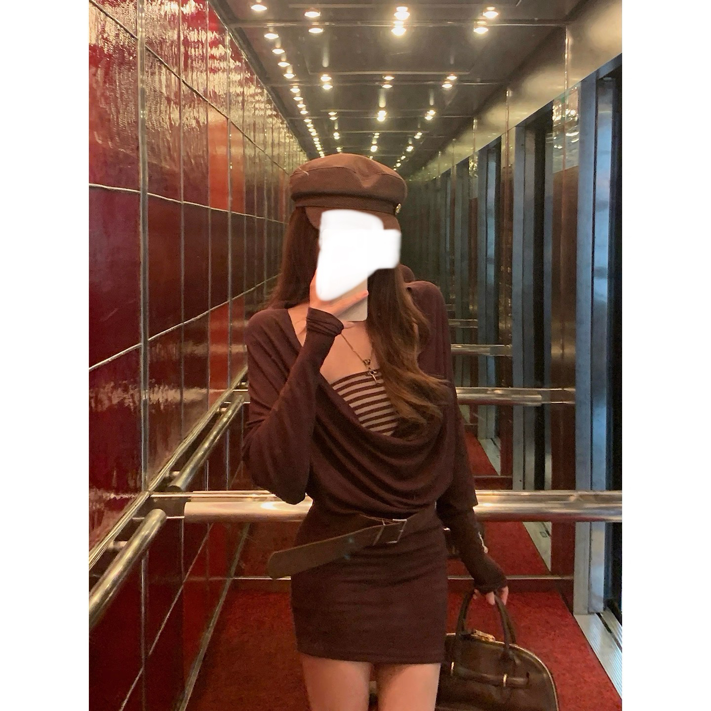 秋季复古休闲荡领连衣裙女修身收腰显瘦百搭时尚气质裙子