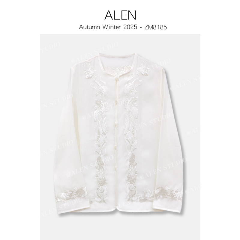 【Alen女装店】【明月倾城】新中式国风气质宽松刺绣小衫上衣ZM8185