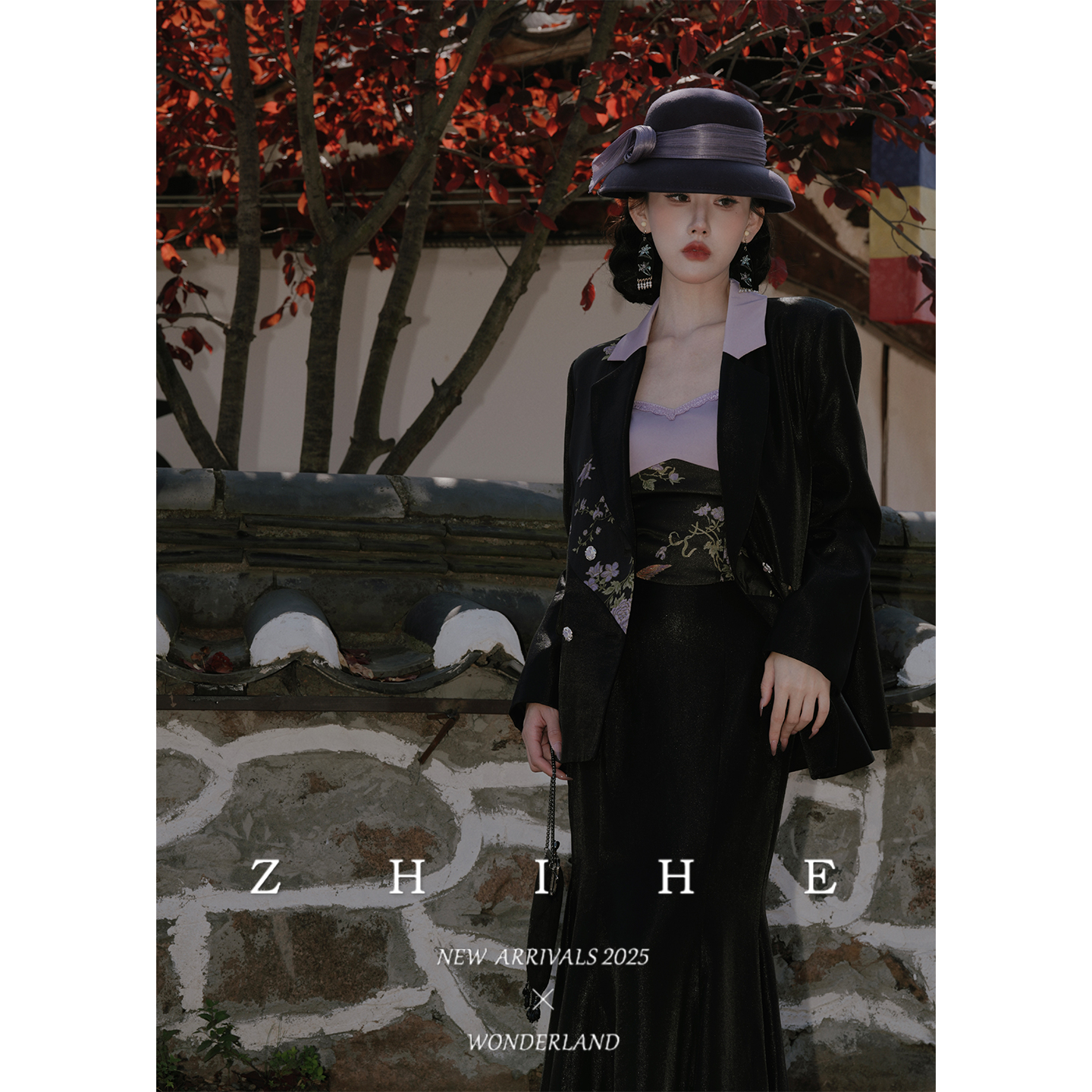 无艳一禾 【紫荆庄园】重工金线人丝提花西装外套+吊带+亮丝鱼尾裙