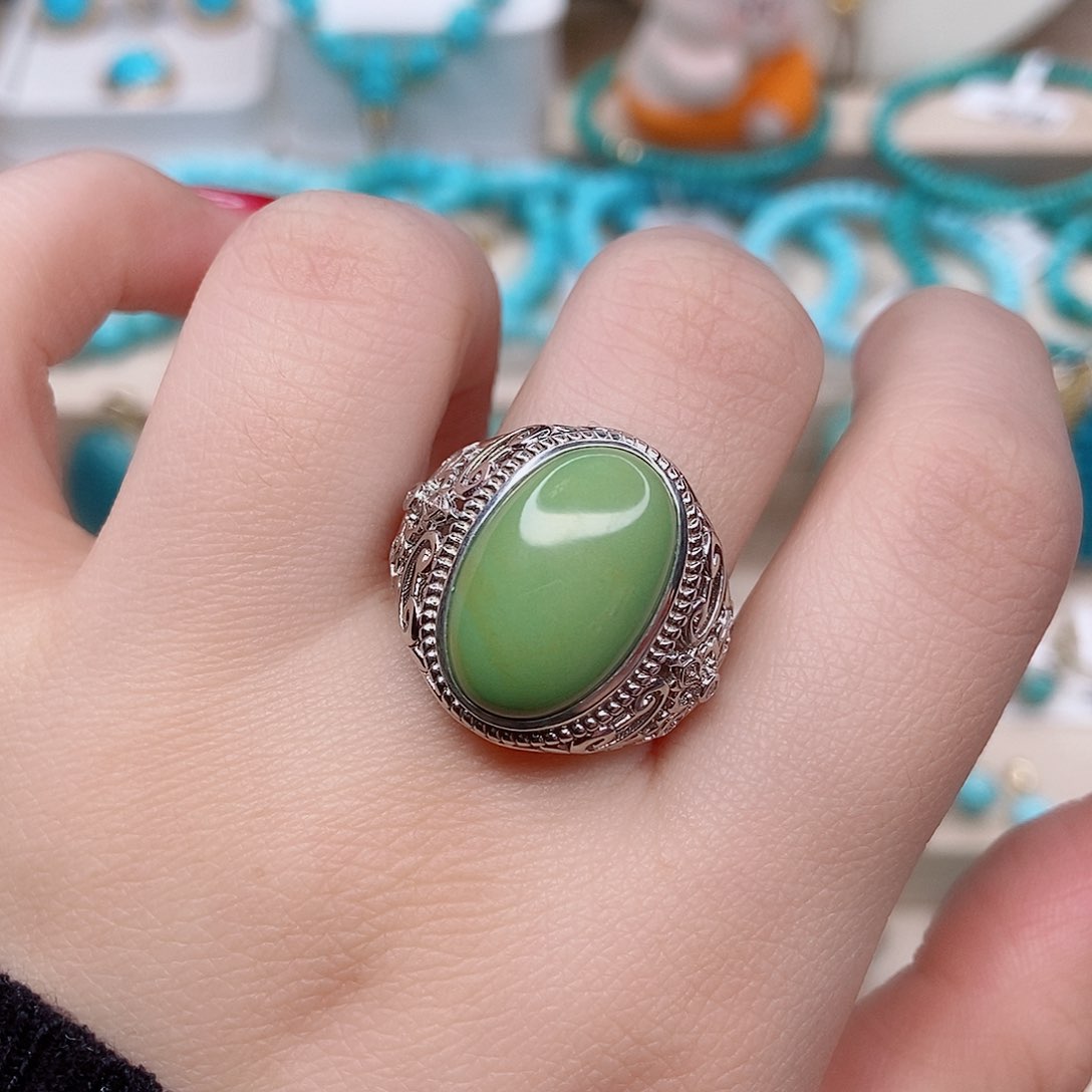 绿松石戒指银S925镶嵌