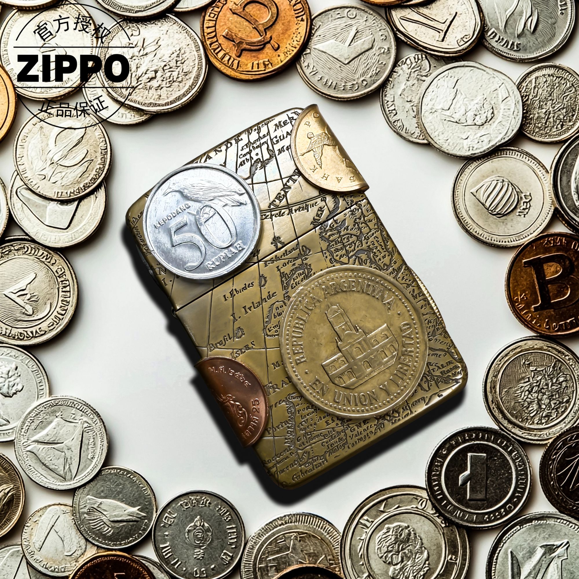 ZIPPO/之宝打火机 正品 天下宝藏1941 贴章 防风煤油 男士TCJ1
