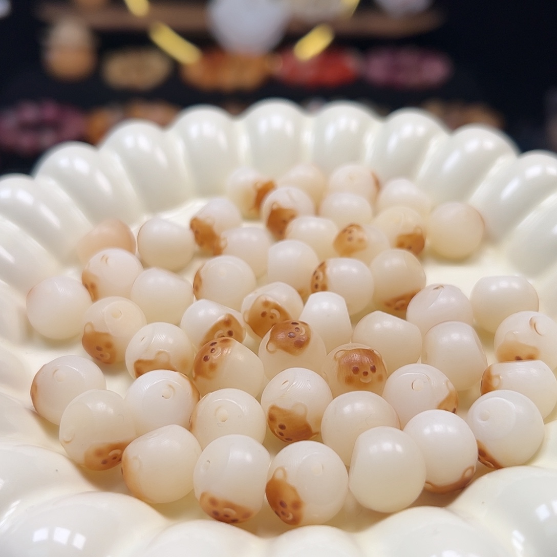 菩提根/象牙果手串卡13炭烧小熊山竹50颗