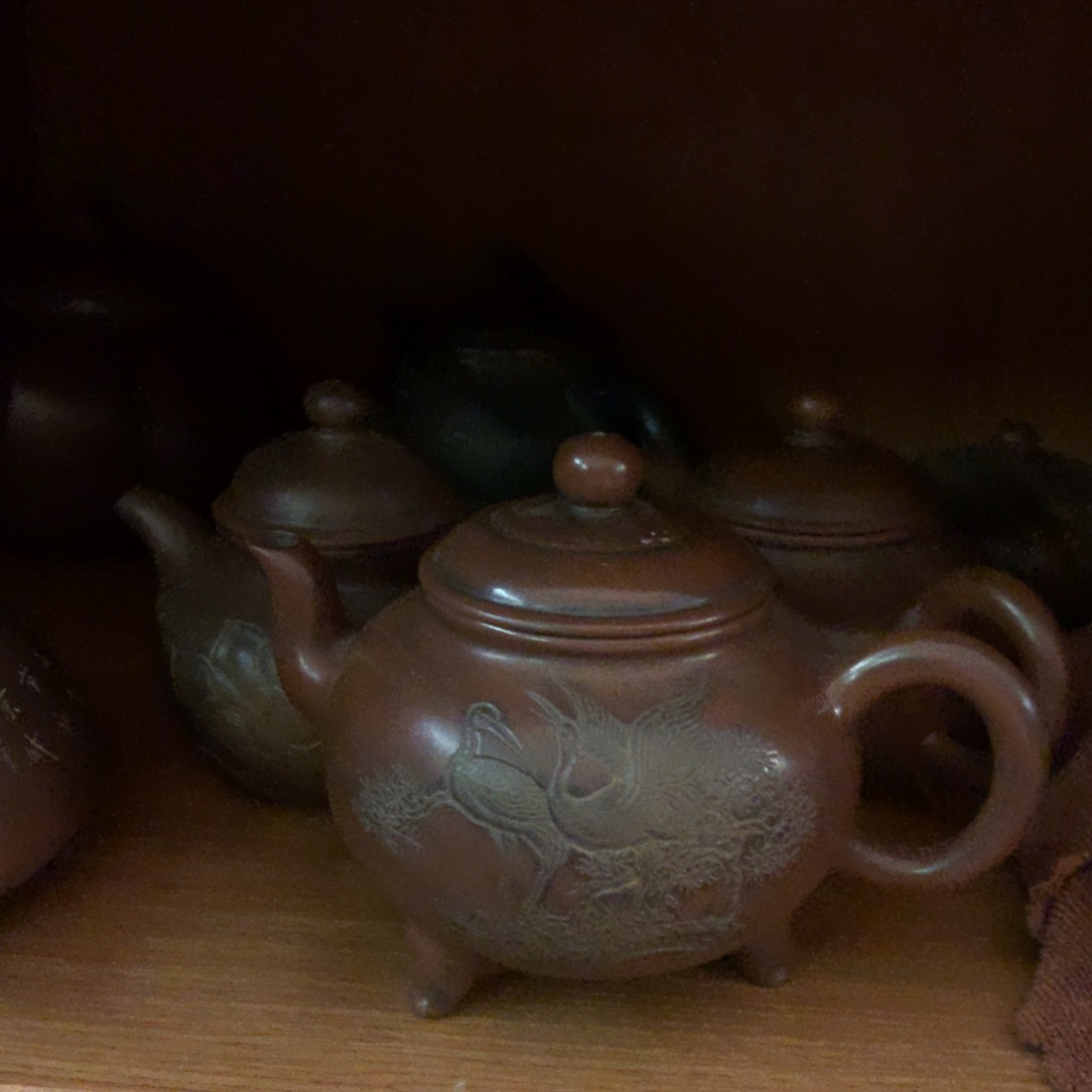 紫砂茶壶迪****海黎昌权浮雕松鹤延年壶