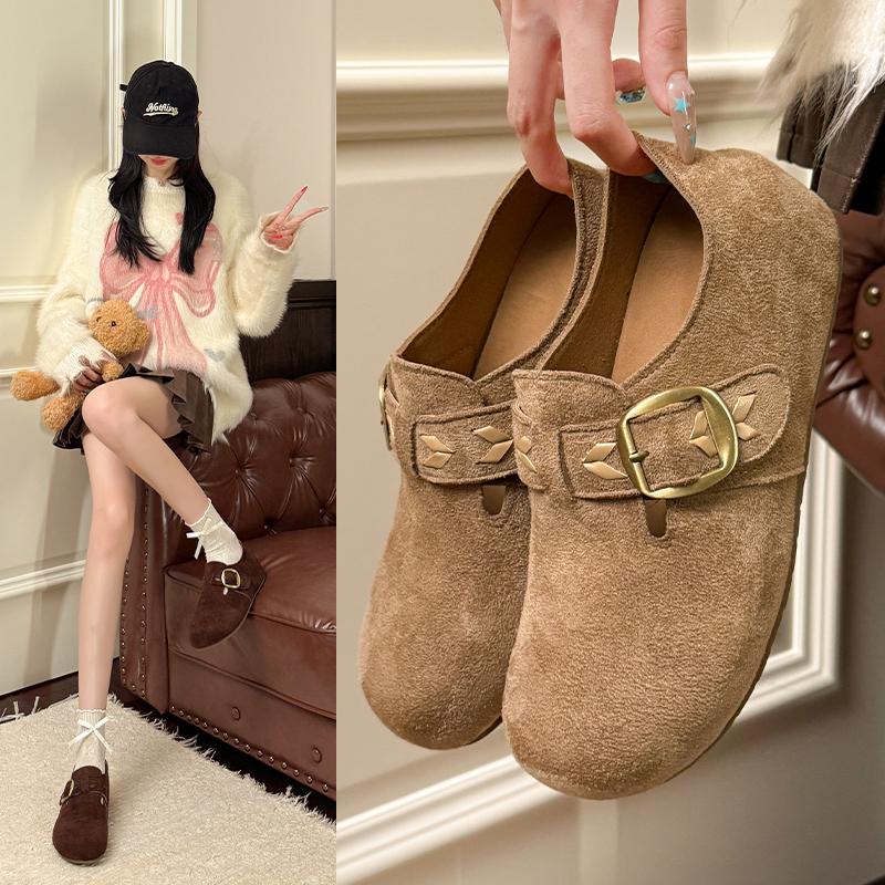 【陈秀秀女鞋】5CM复古麦穗勃肯鞋女外穿舒适一脚蹬内增高琥珀流光