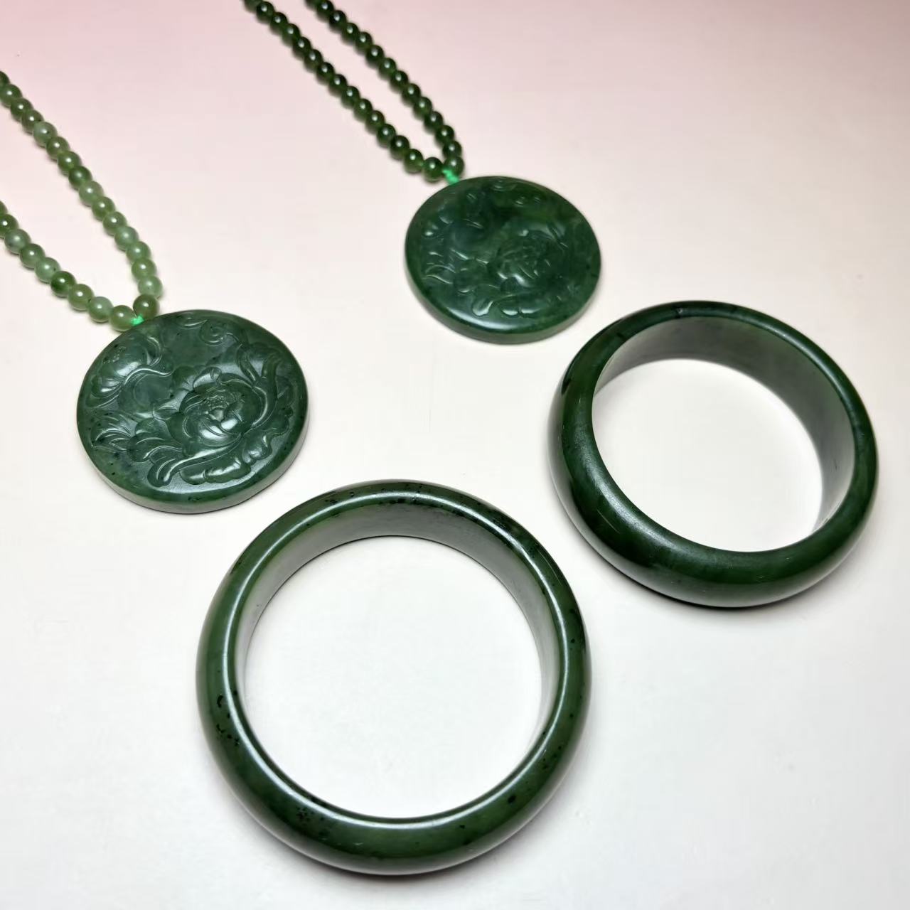 【矿姐珠宝】和田碧玉套装（手镯+吊坠）多样性发货拍一发一套DLB