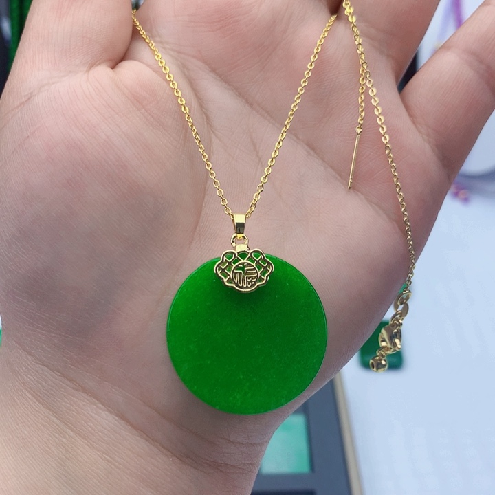 翡翠14K金镶嵌颈饰吊坠14