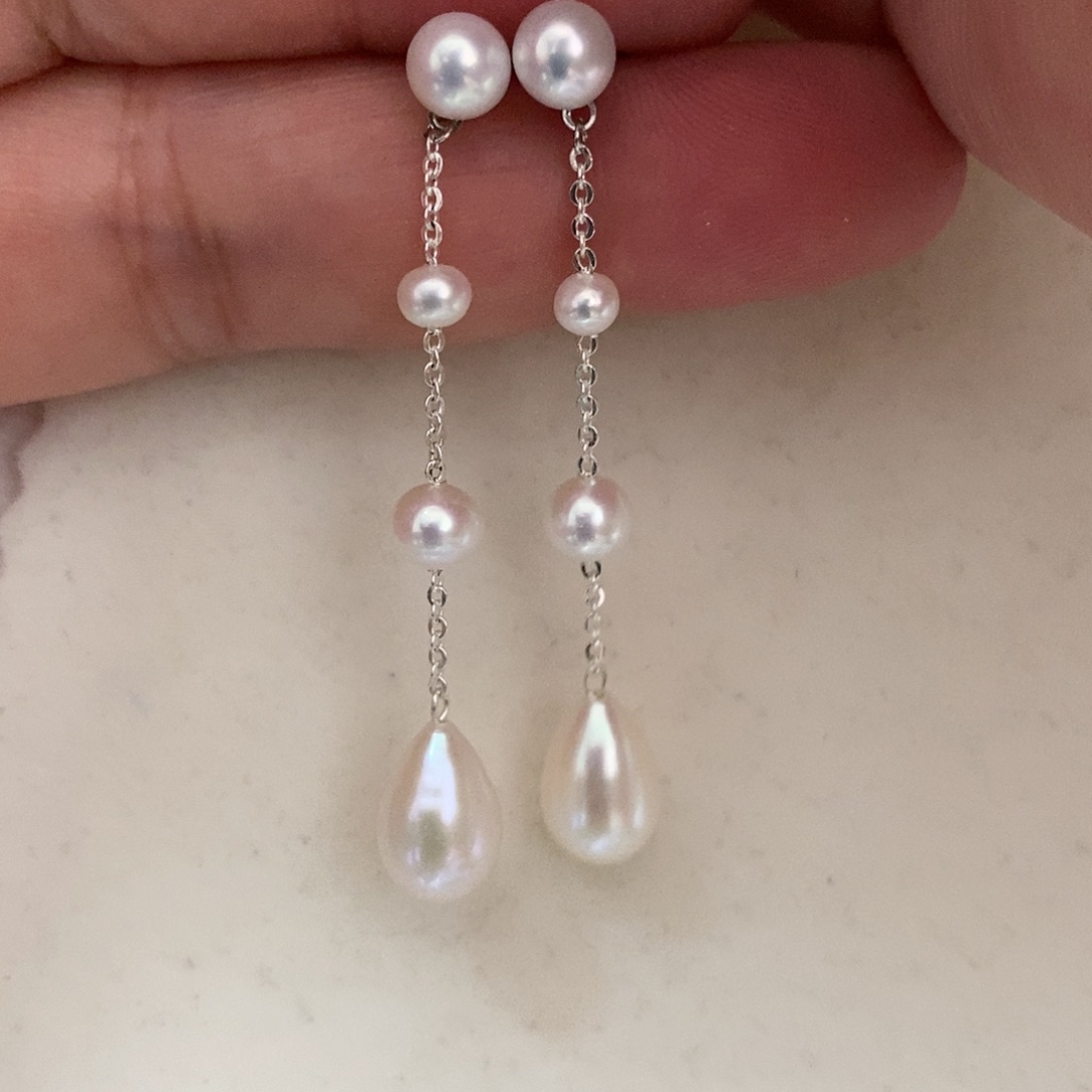 银S925镶嵌耳饰淡水珍珠