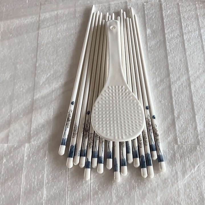 荷花陶瓷筷子10双陶瓷送饭铲1个