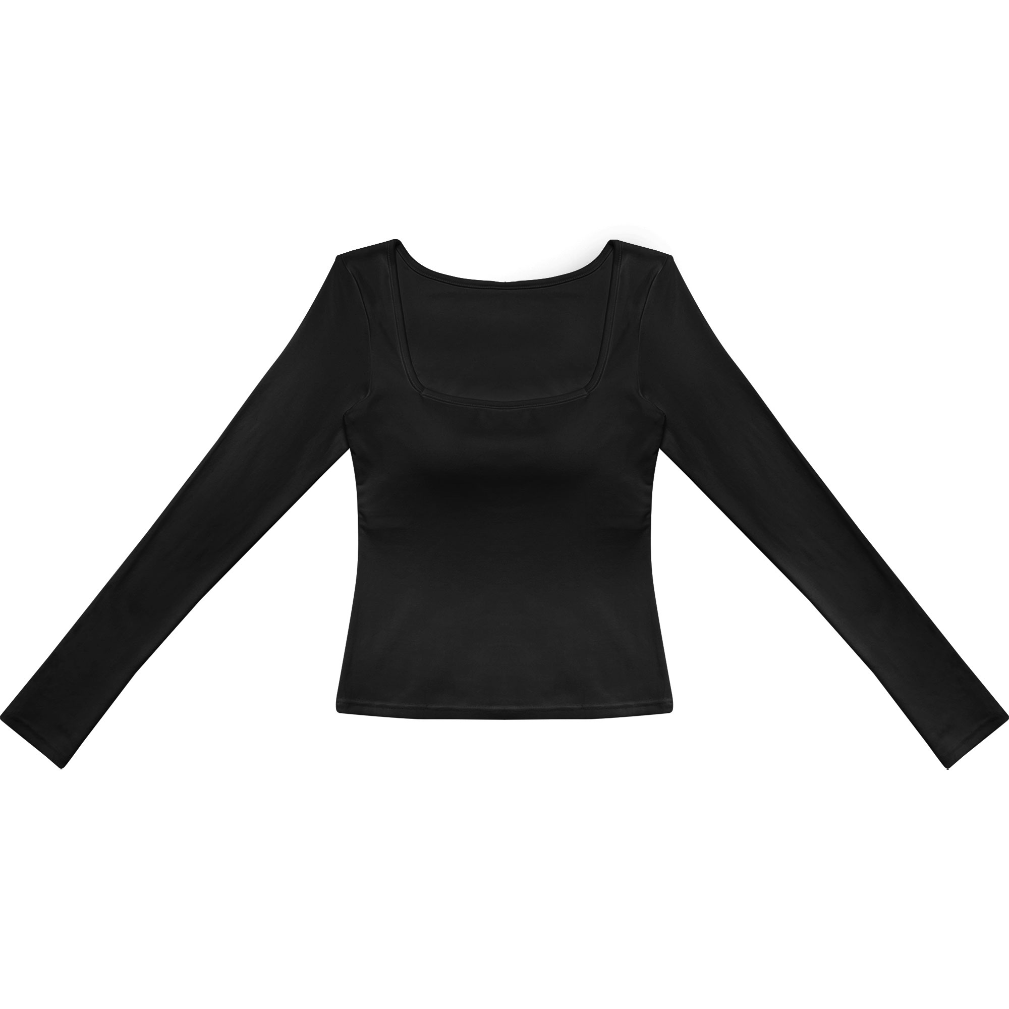 912秋季大方领长袖t恤女欧美辣妹修身露锁骨设计感内搭显瘦上衣