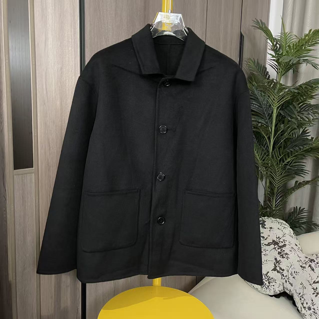 冬季翻领宽松型毛呢大衣2001外套男士毛呢秋冬