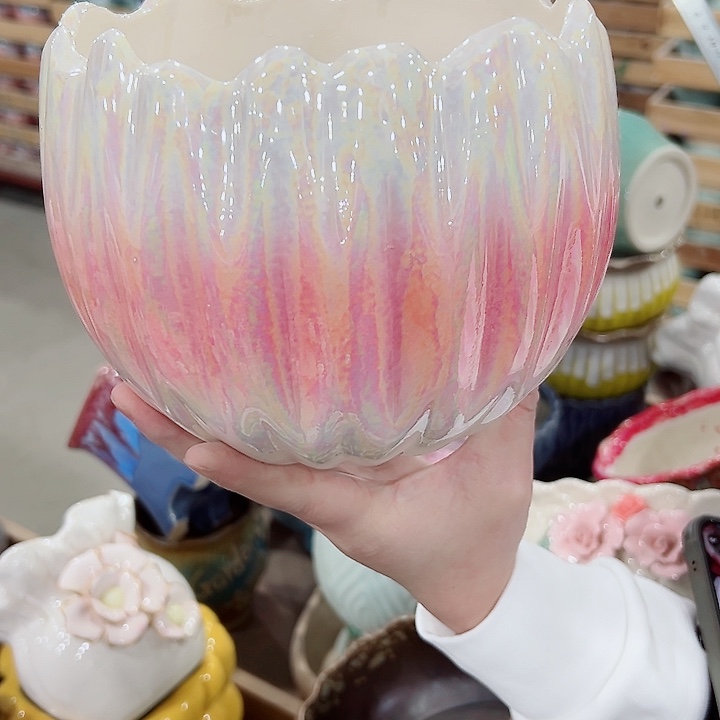 有孔.凑满10元发货多肉陶瓷花盆！