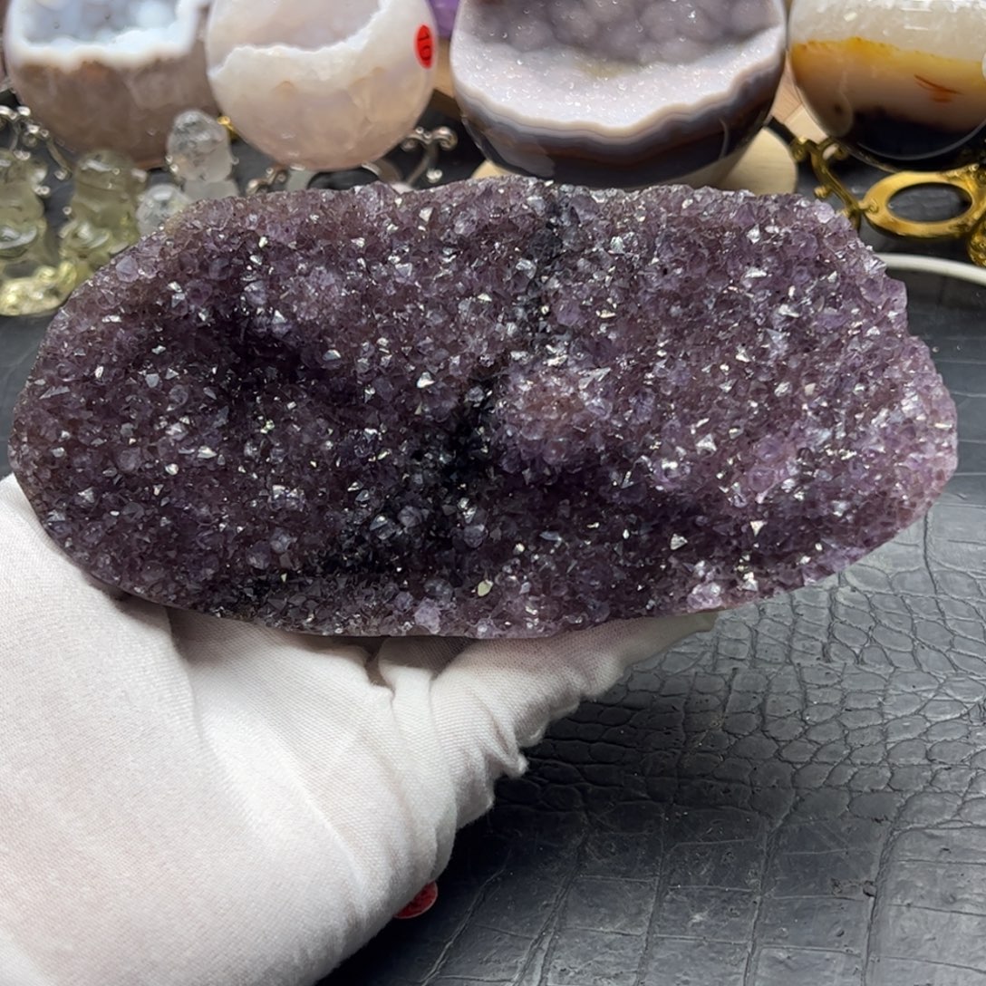 水晶珠宝半成品未镶嵌紫水晶花元宝盘56