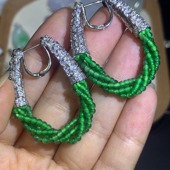 翡翠银S925镶嵌耳饰8、