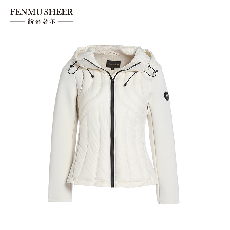 【丽公主专属】粉慕奢尔『玉龙雪山』白鹅绒服拼接针织羽绒外套Y7016