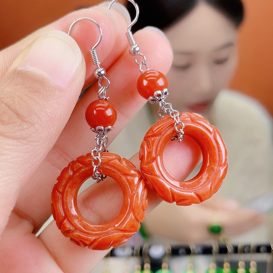 翡翠未镶嵌耳饰饰品