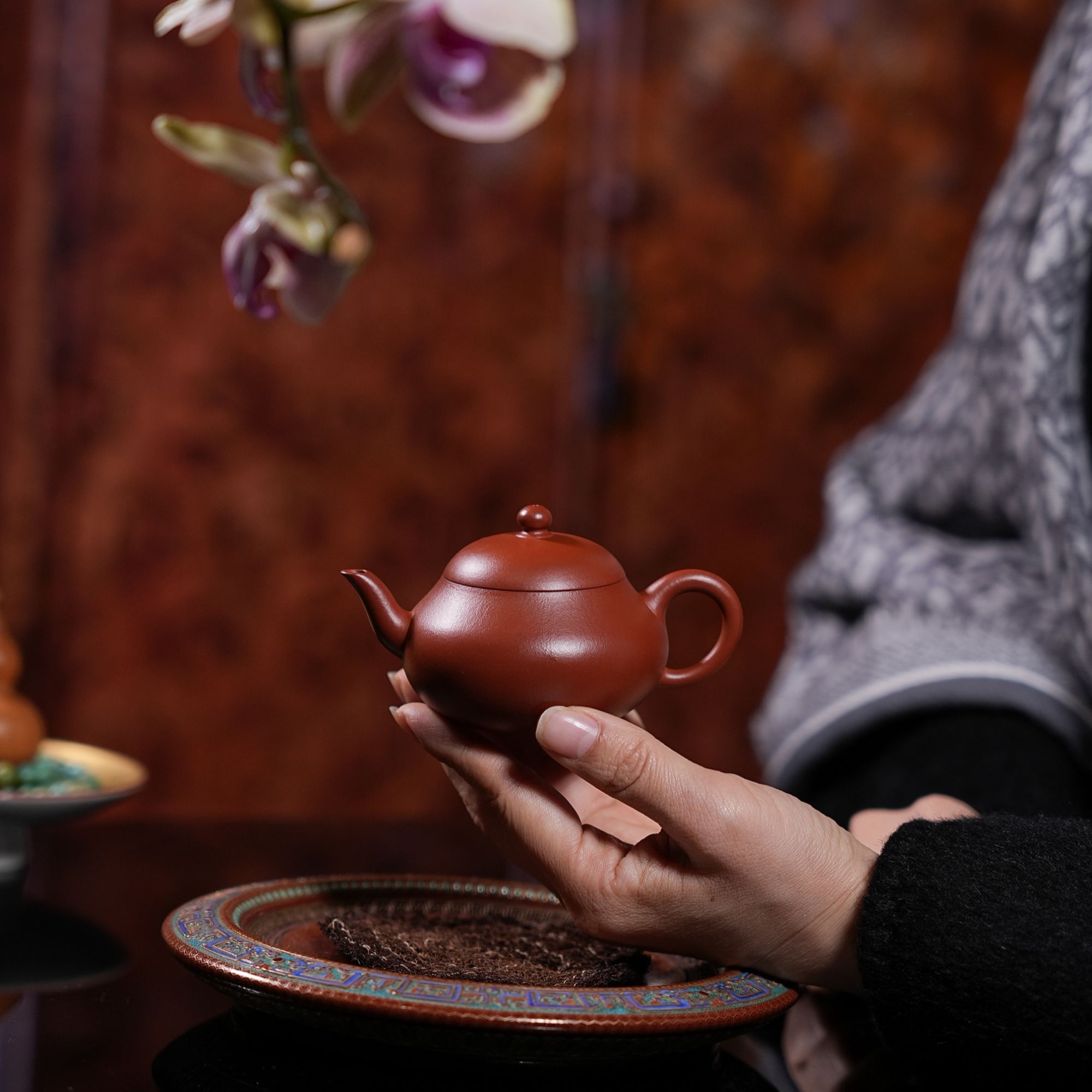 吴悦 鸣远梨式 吴东元弟子 宜兴紫砂壶 全手工制