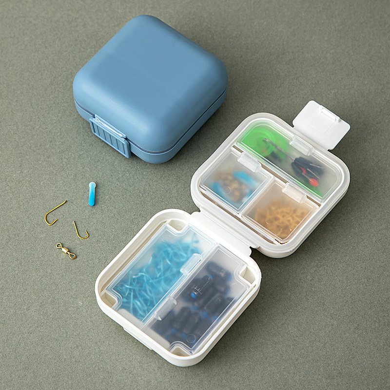 小巧便携渔具收纳盒多分格配件收纳盒塑料翻盖密封防水鱼钩收纳盒