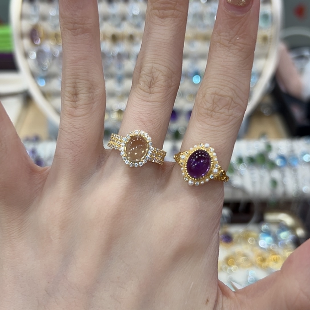 一****紫晶戒指银S925镶嵌
