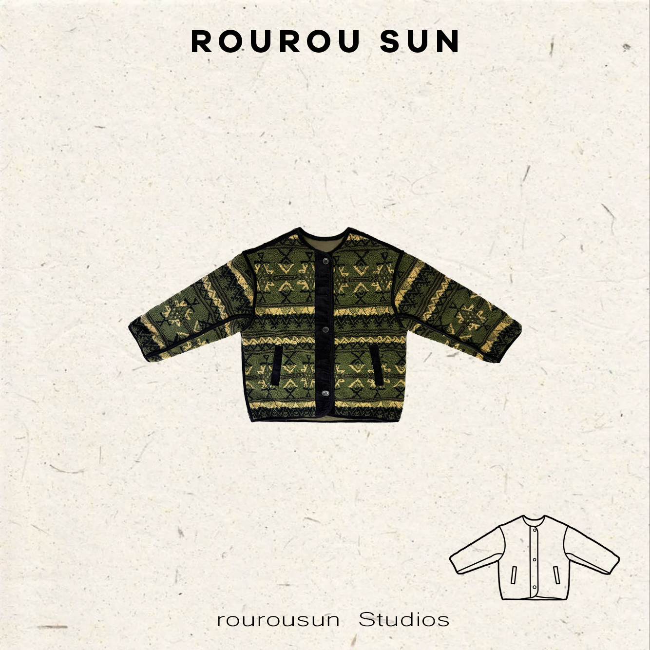 29282冬款女装复古百搭图案休闲撞色休闲外套