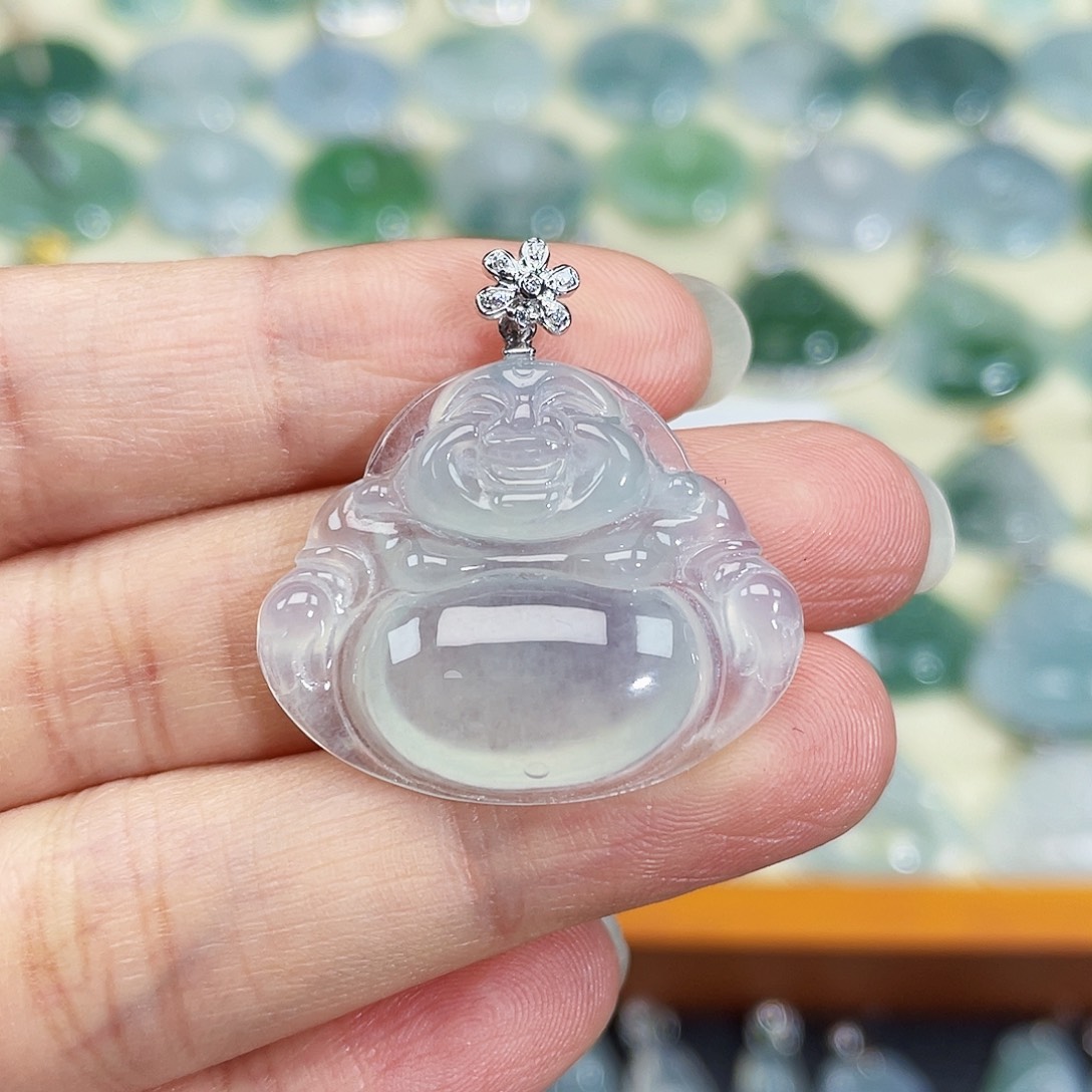 翡翠颈饰18K金镶嵌吊坠