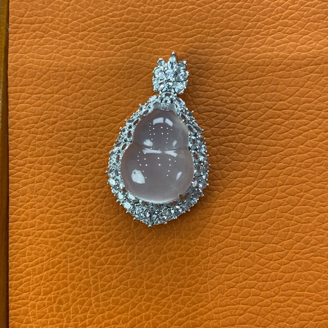 石英质玉吊坠(不含链)银S925镶嵌火***娜