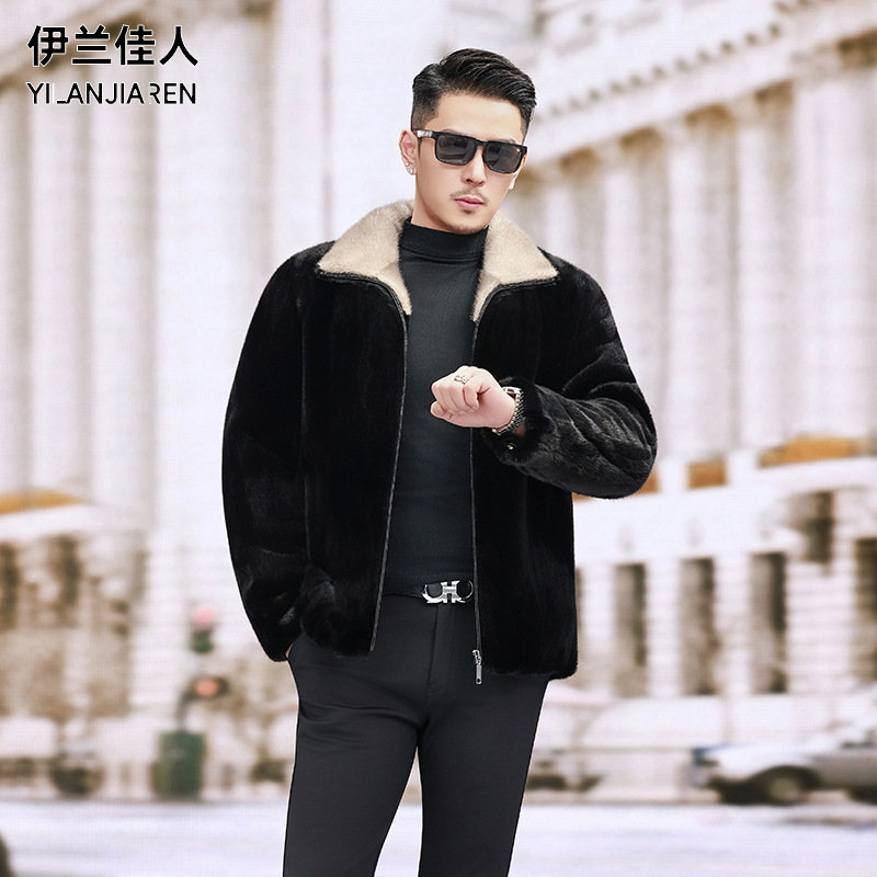 男装水貂皮草大衣银兰立翻领外套大衣貂皮整貂