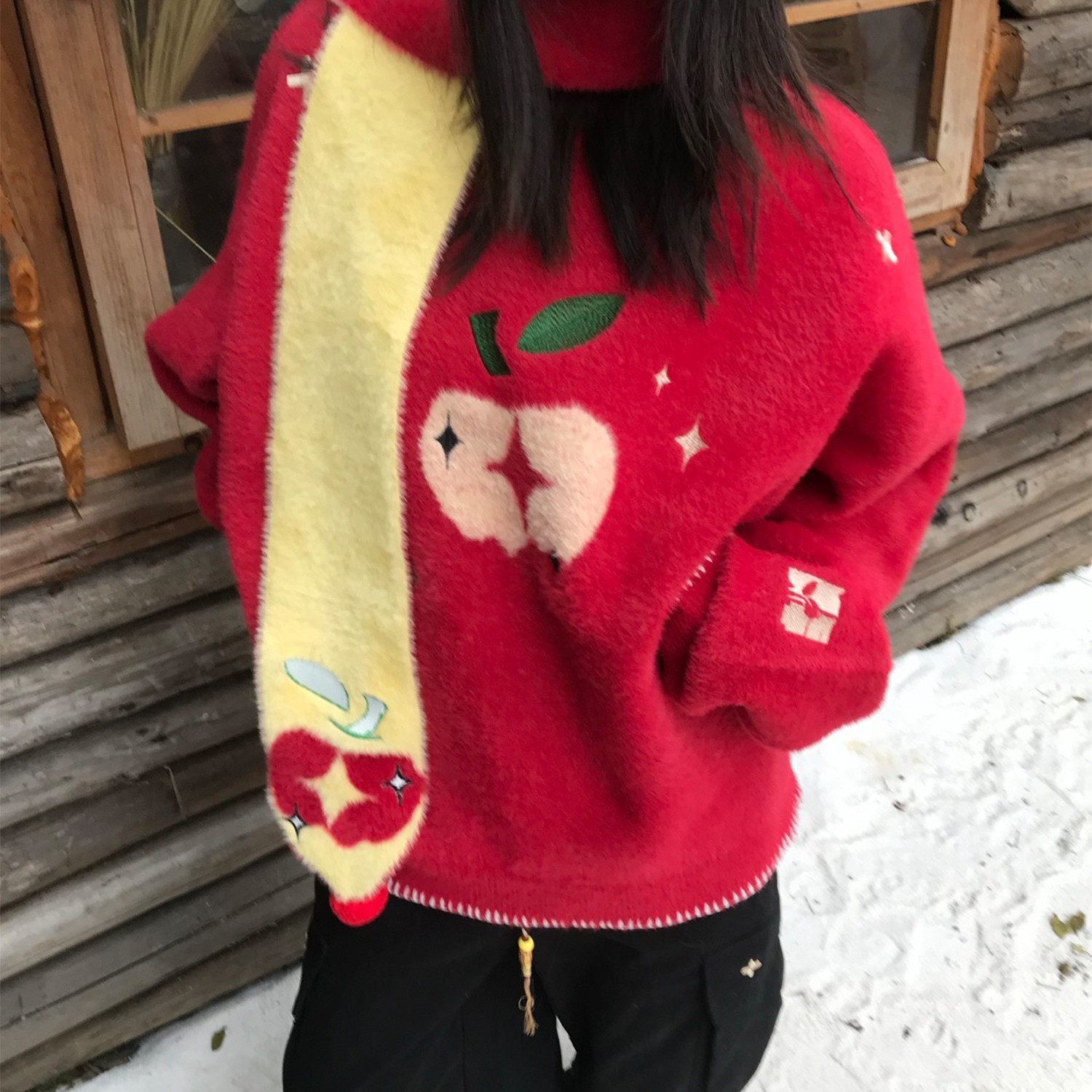 NSTNEW START发芽计划圣诞平安夜限定苹果软糯毛衣
