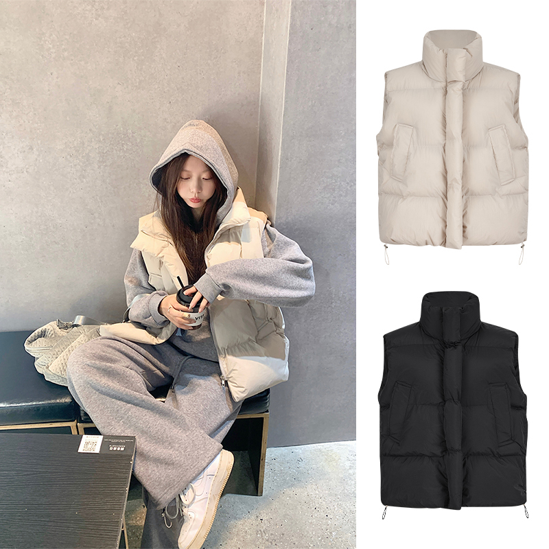 Moses Queen/魔西女王慵懒宽松立领棉服马甲冬季显瘦面包服外套