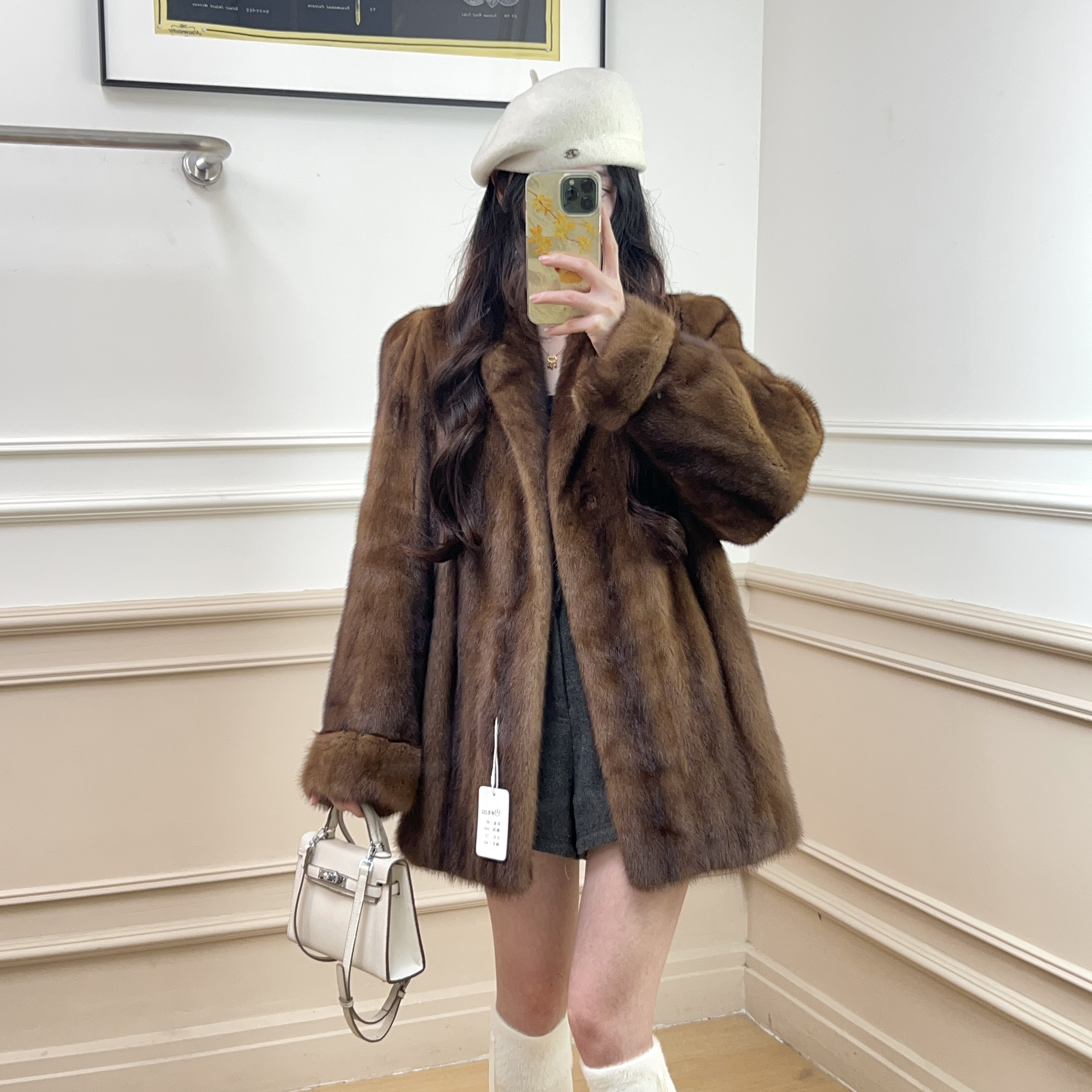 Z252小挽袖青果领美拉德色秋冬厚外套时尚洋气宽松