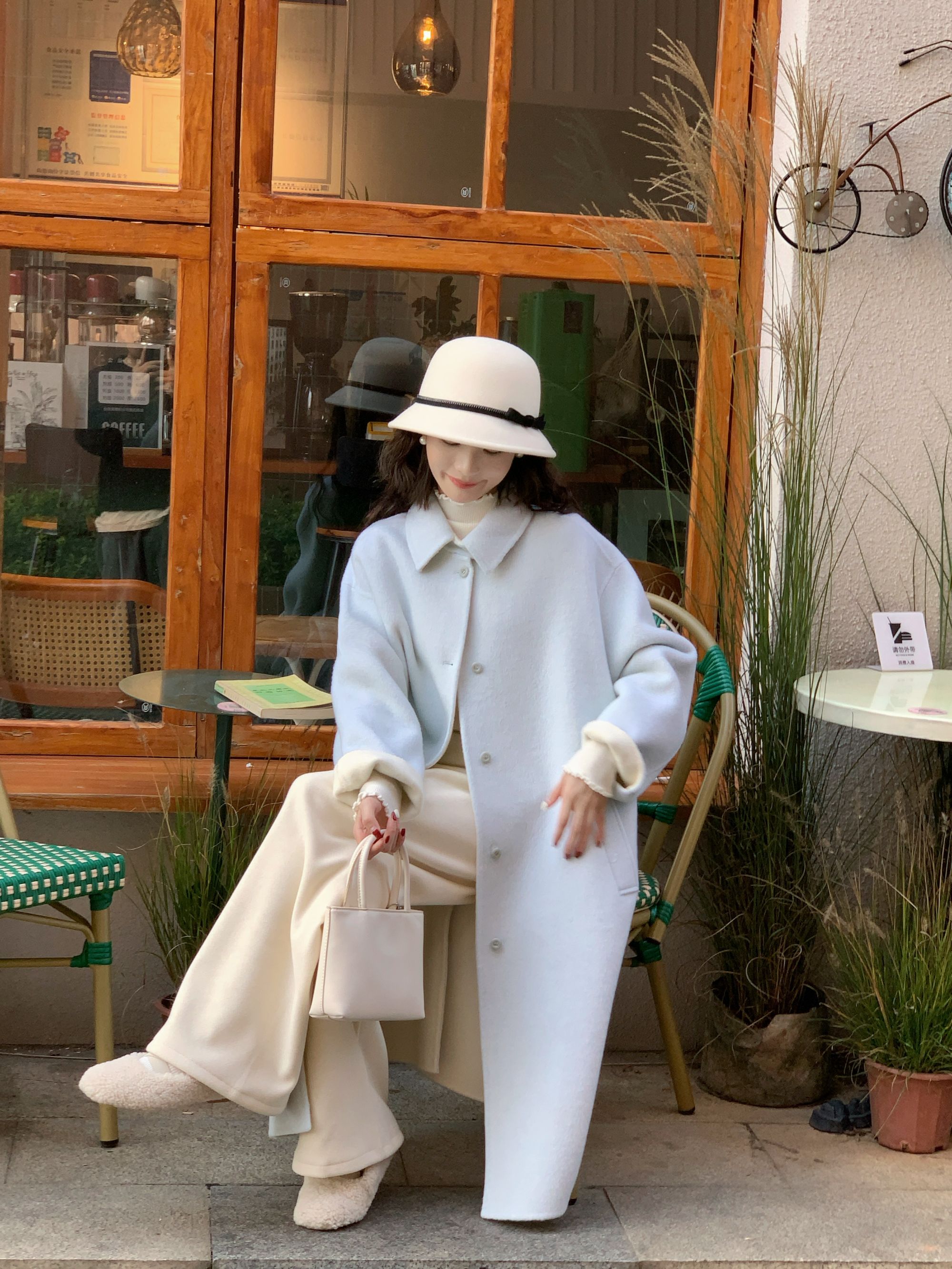 陳一七【奶芙大衣】25秋冬韩系气质减龄高级100％羊毛手缝双面呢大衣