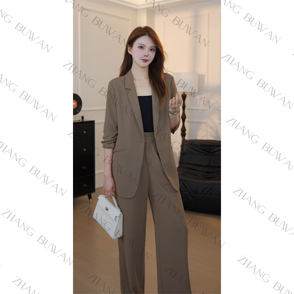 【张不晚专属】早秋季新款宽松显瘦七分袖上衣西服套装西装长裤
