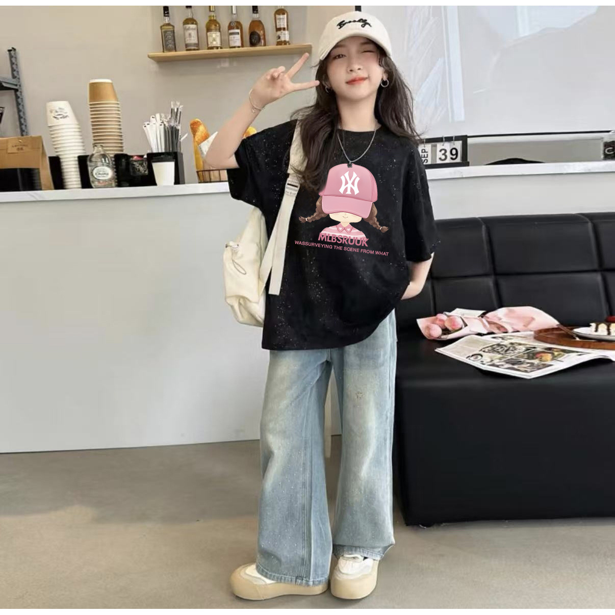 100%纯棉夏天女童T恤半袖中大童洋气儿童上衣女孩宝宝夏季短袖